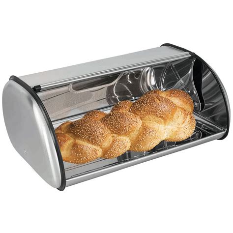 home basics bread box stainless steel and glass|Home Basics Stainless Steel Bread Box, Silver.